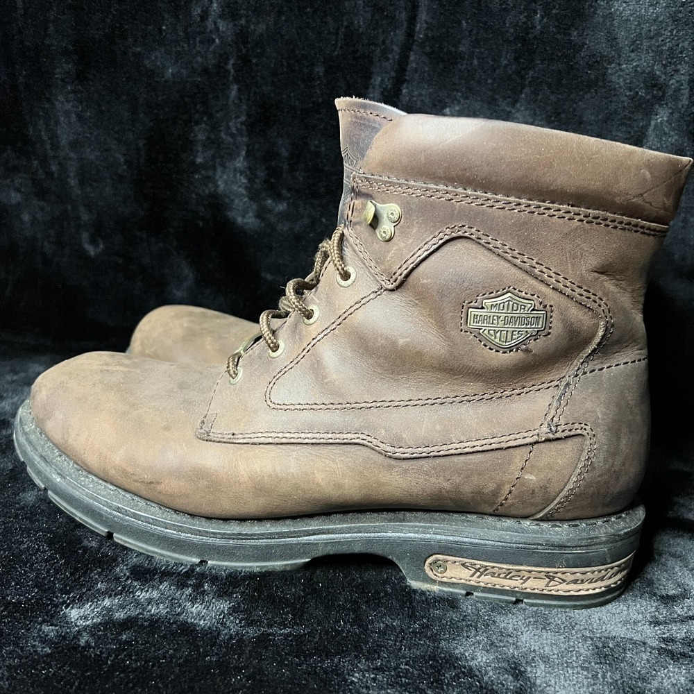 Harley-Davidson 94174 Mens US 13 Motorcycles Boots Brown Leather Ankle Lace Up